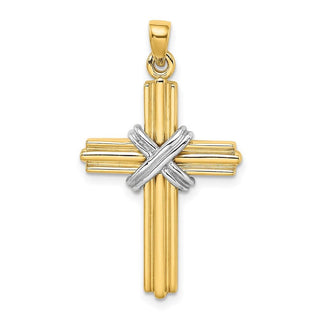 14k Gold With Rhodium-Plating Passion Cross Pendant