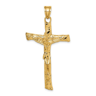 14k Yellow Gold Satin Crucifix Pendant K2183