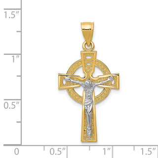 14k Yellow and White Gold Iona Crucifix Pendant K2192