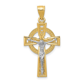 14k Yellow and White Gold Iona Crucifix Pendant K2192