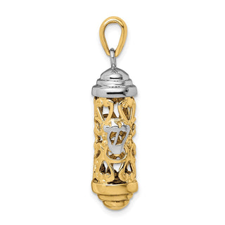 14k Yellow and White Gold Mezuzah Pendant K2302