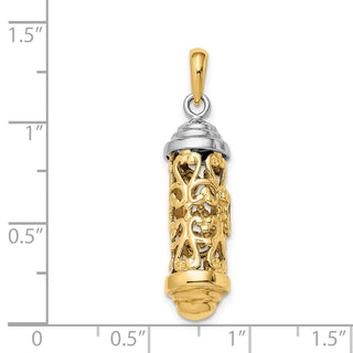14k Yellow and White Gold Mezuzah Pendant K2302