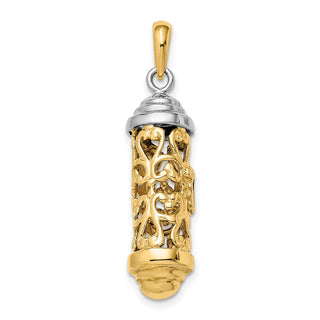 14k Yellow and White Gold Mezuzah Pendant K2302