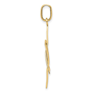 14k Gold With Rhodium-Plating Elongated Jewish Star Of David Charm