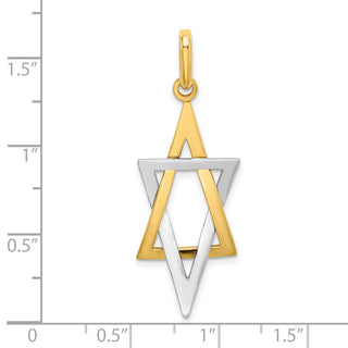 14k Gold With Rhodium-Plating Elongated Jewish Star Of David Charm