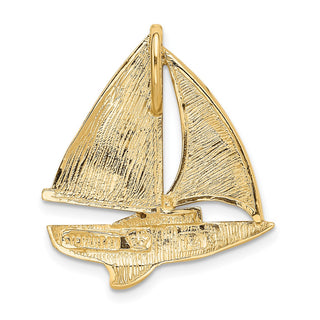 14k Yellow Gold Simulated Opal Sailboat Slide Pendant