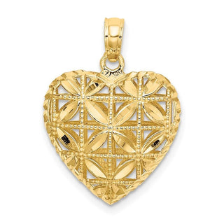 14k Yellow Gold Polished 3-D Puffed Heart Pendant