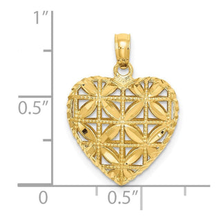 14k Yellow Gold Polished 3-D Puffed Heart Pendant
