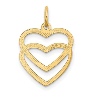 14k Yellow Gold Polished Double Heart Charm K2548