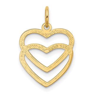 14k Yellow Gold Polished Double Heart Charm K2548