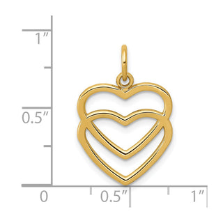 14k Yellow Gold Polished Double Heart Charm K2548