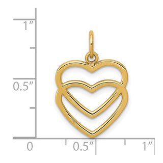 14k Yellow Gold Polished Double Heart Charm K2548