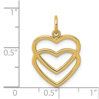 14k Yellow Gold Polished Double Heart Charm K2548