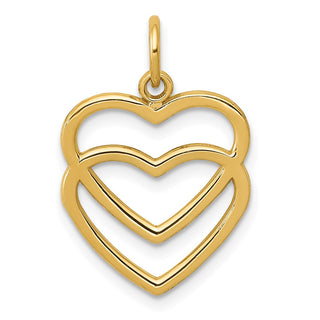 14k Yellow Gold Polished Double Heart Charm K2548
