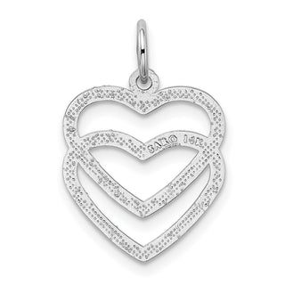 14k White Gold Double Heart Charm K2549