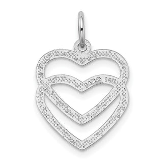 14k White Gold Double Heart Charm K2549