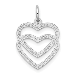 14k White Gold Double Heart Charm K2549