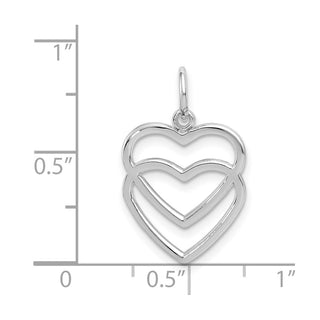 14k White Gold Double Heart Charm K2549