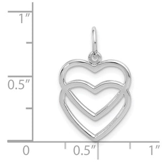 14k White Gold Double Heart Charm K2549