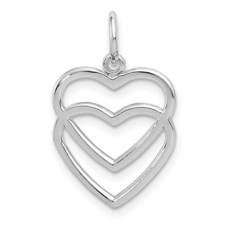 14k White Gold Double Heart Charm K2549