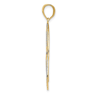 14k Yellow Gold And Rhodium Polished Heart Inside Heart Pendant
