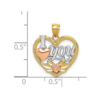 14k Two-Tone Gold And Rhodium I Love You Heart Pendant
