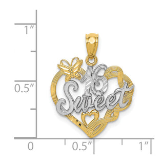 14k Yellow Gold And Rhodium Sweet 16 Pendant