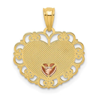 14k Yellow and Rose Gold Mom Heart Pendant