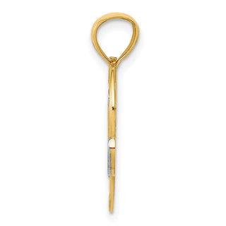 14k Yellow Gold And Rhodium #1 Mom Heart Pendant