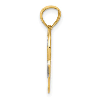 14k Yellow Gold And Rhodium #1 Mom Heart Pendant