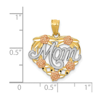14k Two-tone Gold & Rhodium Mom Heart Pendant K2657