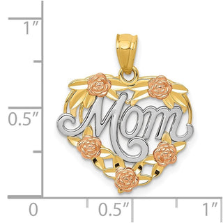 14k Two-tone Gold & Rhodium Mom Heart Pendant K2657