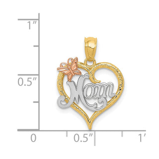 14k Two-tone Gold & Rhodium Mom Heart Pendant K2659