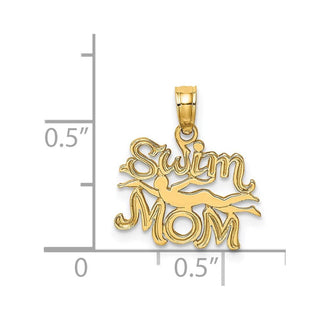 14k Yellow Gold Swim Mom w/Swimmer Pendant