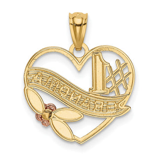 14k Two-tone Gold & Rhodium #1 Grandma Heart Pendant K2672