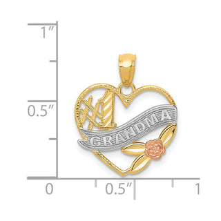 14k Two-tone Gold & Rhodium #1 Grandma Heart Pendant K2672