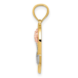 14k Two-tone Gold & Rhodium Grandma Heart Pendant K2679