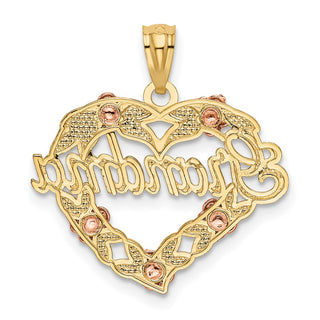 14k Two-tone Gold & Rhodium Grandma Heart Pendant K2680