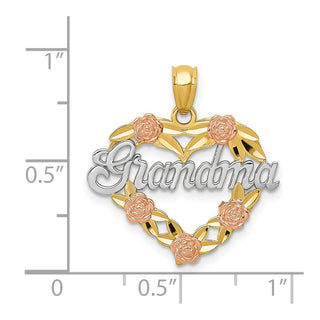 14k Two-tone Gold & Rhodium Grandma Heart Pendant K2680