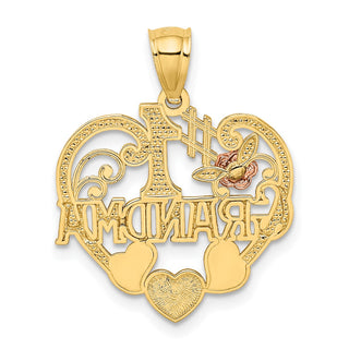 14k Two-tone Gold & Rhodium #1 Grandma Heart Pendant K2683
