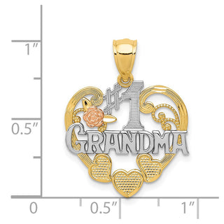 14k Two-tone Gold & Rhodium #1 Grandma Heart Pendant K2683