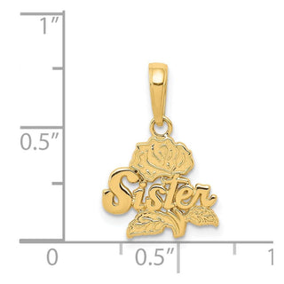 14k Yellow Gold Sister Rose Pendant