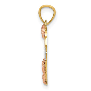 14k Two-Tone Gold And Rhodium Sister Heart Pendant