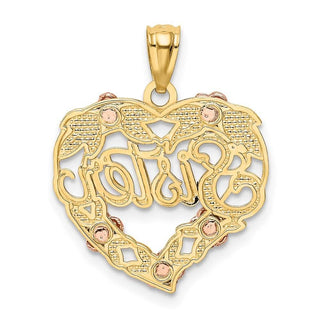 14k Two-Tone Gold And Rhodium Sister Heart Pendant