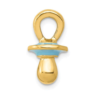 14k Yellow Gold Blue Enameled Pacifier Pendant