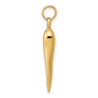 14k Yellow Gold Medium 3D Italian Horn Pendant
