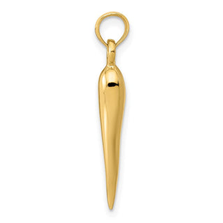 14k Yellow Gold Medium 3D Italian Horn Pendant