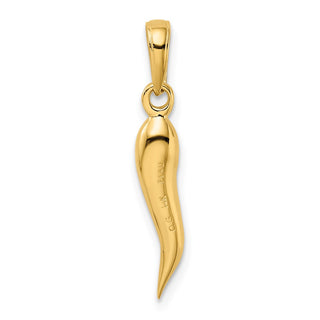 14k Yellow Gold Medium 3D Italian Horn Pendant