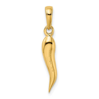 14k Yellow Gold Medium 3D Italian Horn Pendant