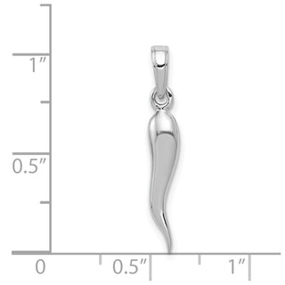 14k White Gold Medium 3D Italian Horn Pendant